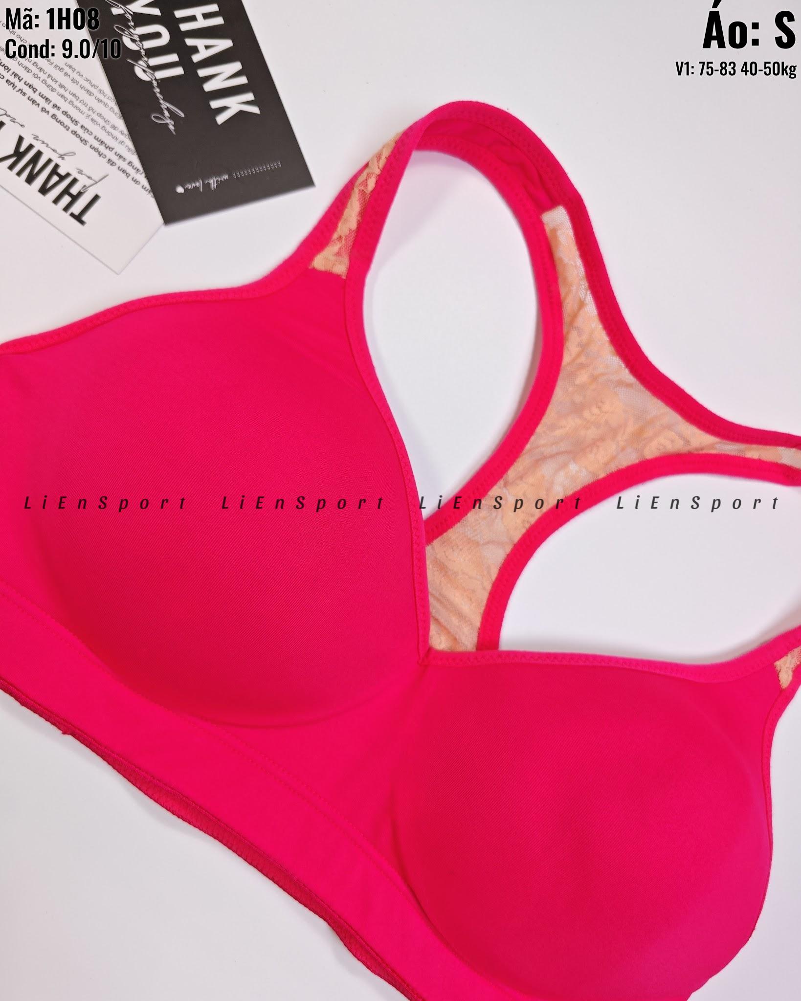 Victoria's Secret VSX Áo bra thể thao Nữ Size S Hồng đậm Auth 2nd Lưng chữ X ren lưới be Cup đúc mỏng không gọng Co giãn tốt Thấm hút mồ hôi Phù hợp yoga gym chạy bộ Mã:1H08
