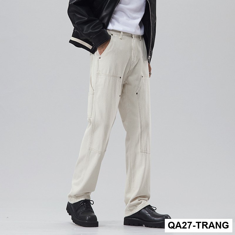 Quần jean trắng cổ điển của Mỹ dành cho nam giới vào mùa thu quần bảo hộ lao động mới dành cho nam giới vào mùa thu quần ống rộng thẳng nam_thumbnail_3