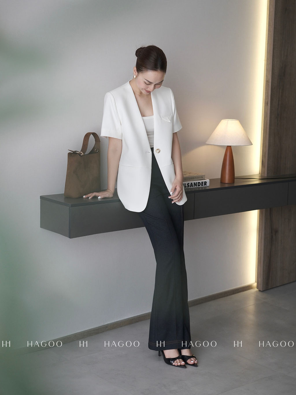 Quần âu soft denim dáng loe HAGOO_thumbnail_5