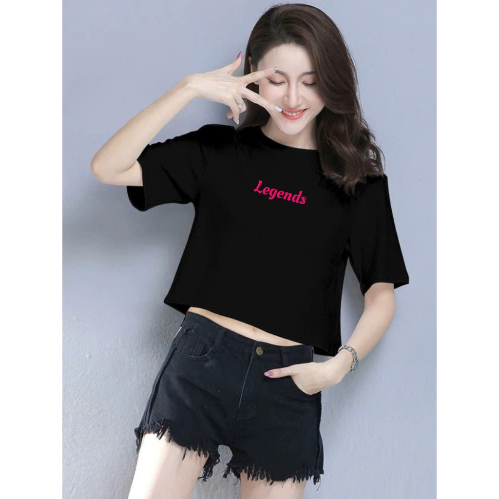 [Form Rộng] Áo croptop nữ 2 màu đen/trắng chất liệu cotton Legends - Áo croptop nữ Loza - Mã GT7945_thumbnail_1