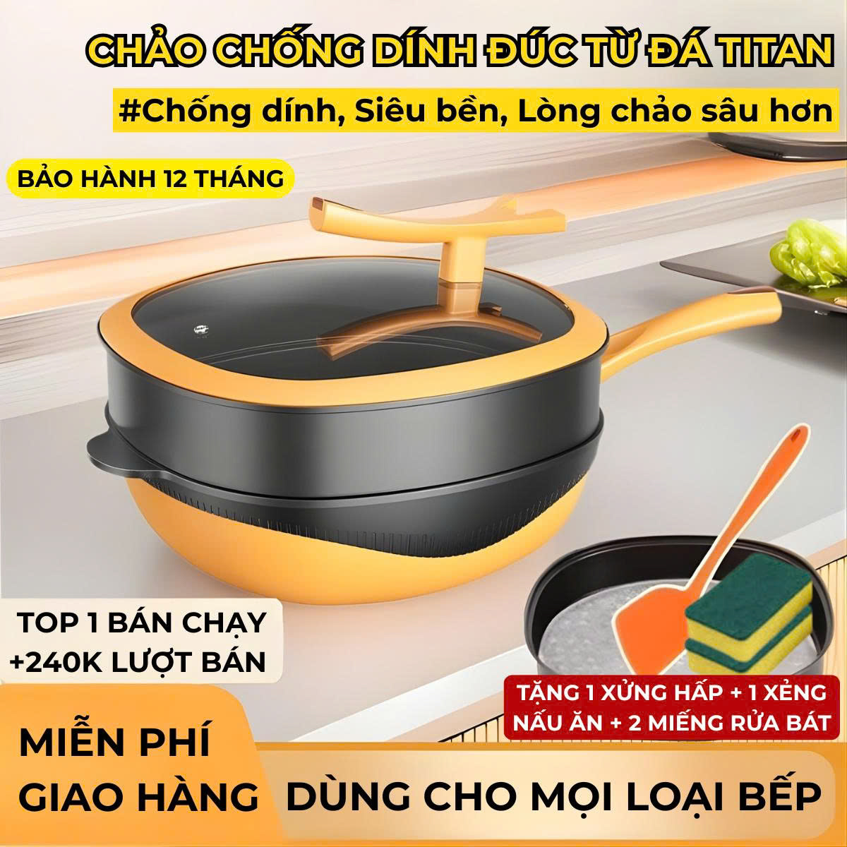 CHẢO VÀNG CHỐNG DÍNH KÈM KHAY HẤP_thumbnail_3