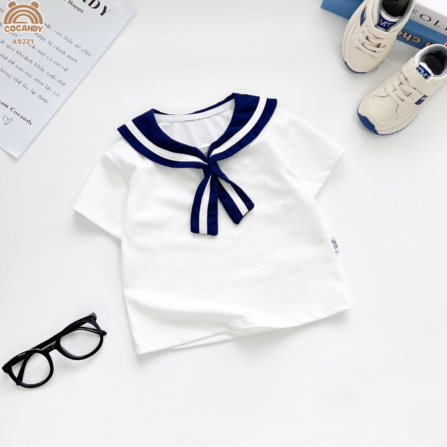 Áo cộc TRẮNG cổ thủy thủ xanh than sọc_thumbnail_5