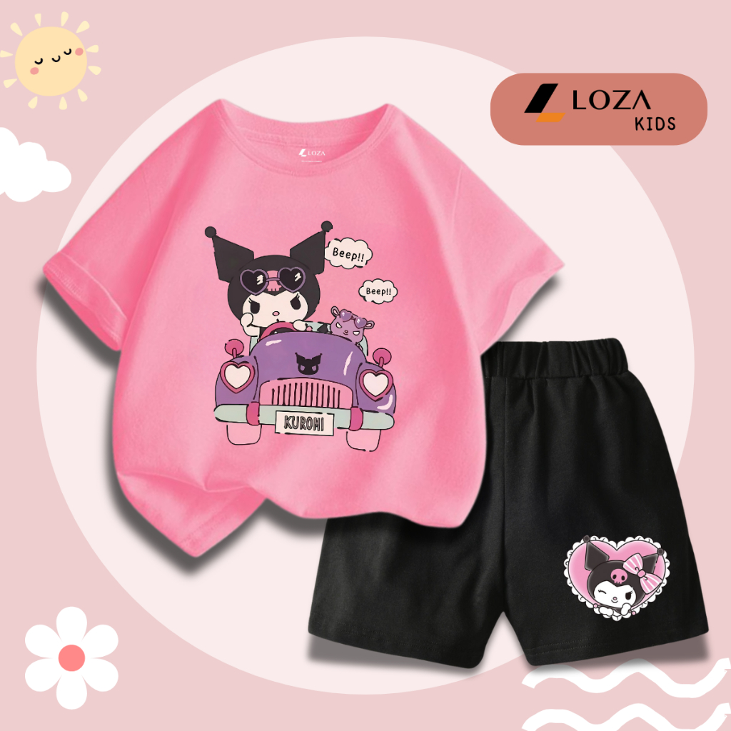 Bộ đồ bé gái in hình Kuromi lái xe -  Loza Kids SB309_thumbnail_2