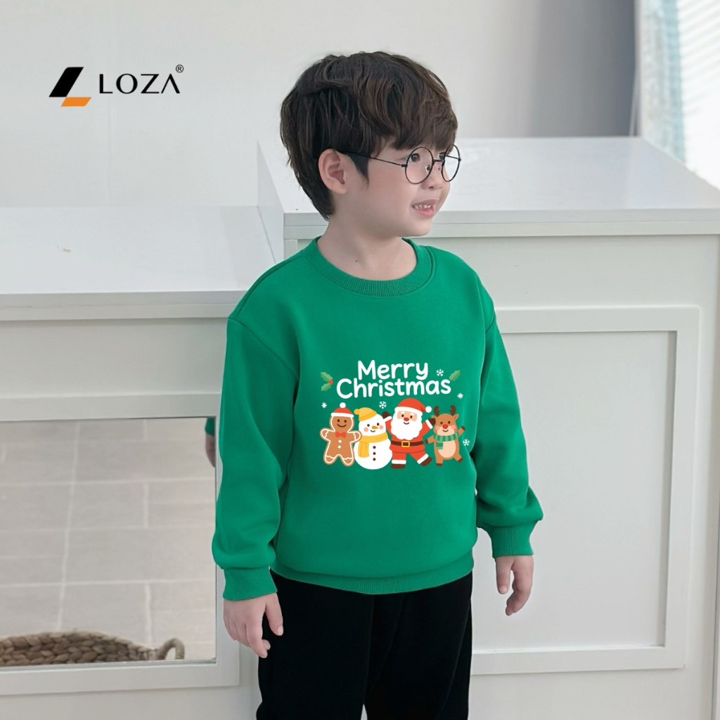 Áo nỉ sweater bé trai in hình người tuyết, ông già Noel - Loza Kids IN019_thumbnail_3