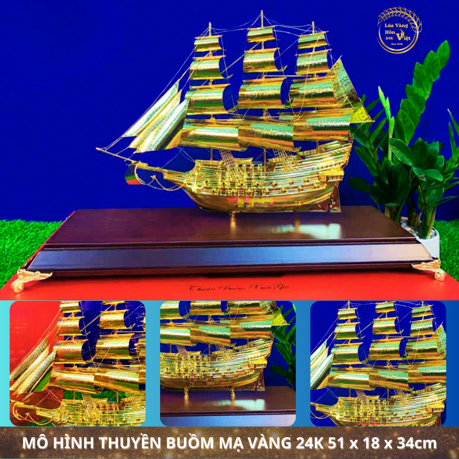 THUYỀN BUỒM MẠ VÀNG 24K 51x18x34cm_thumbnail_4
