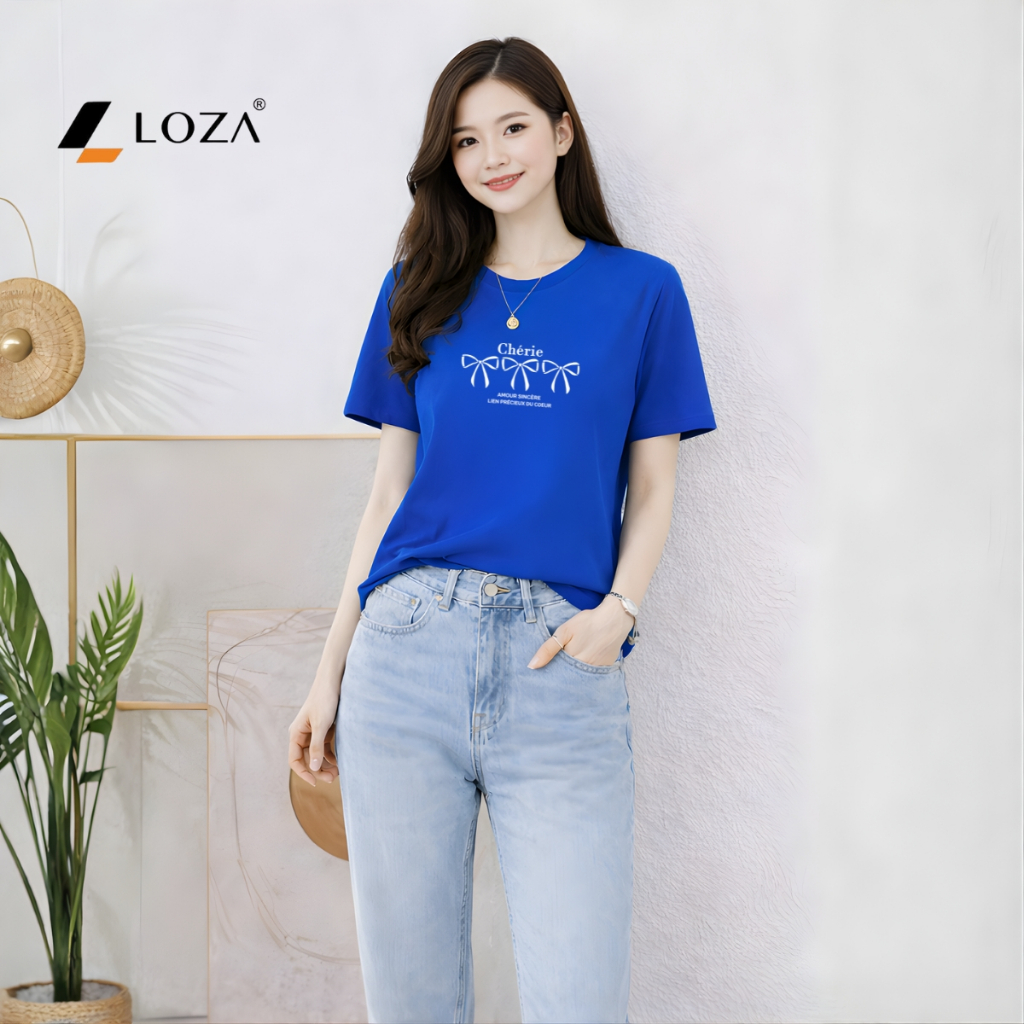 [Form rộng] Áo phông nữ dáng rộng hình nơ và chữ Chérie - Loza RT8453_thumbnail_8