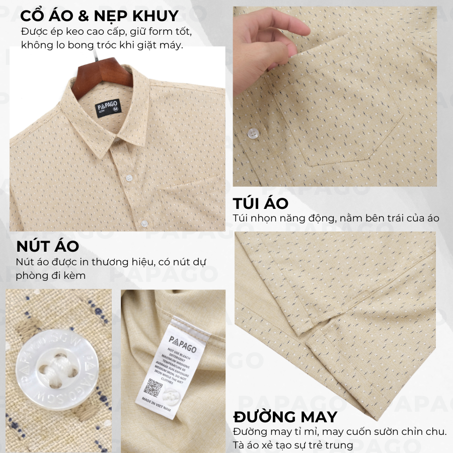 Áo sơ mi nam trung niên PAPAGO vải xô đũi tay ngắn lai ngang in họa tiết - P24SNHT008_thumbnail_4