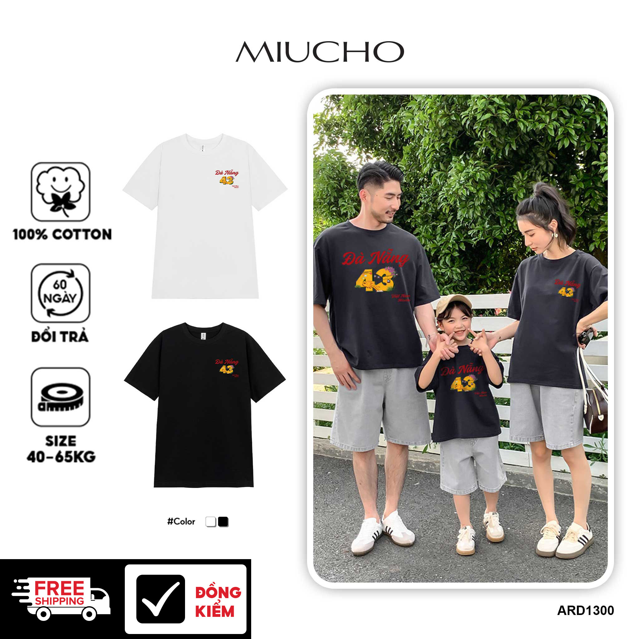Áo thun nữ du lịch Đà Nẵng form vừa regular thoáng mát ARD1300 Miucho Chic in mix_thumbnail_1