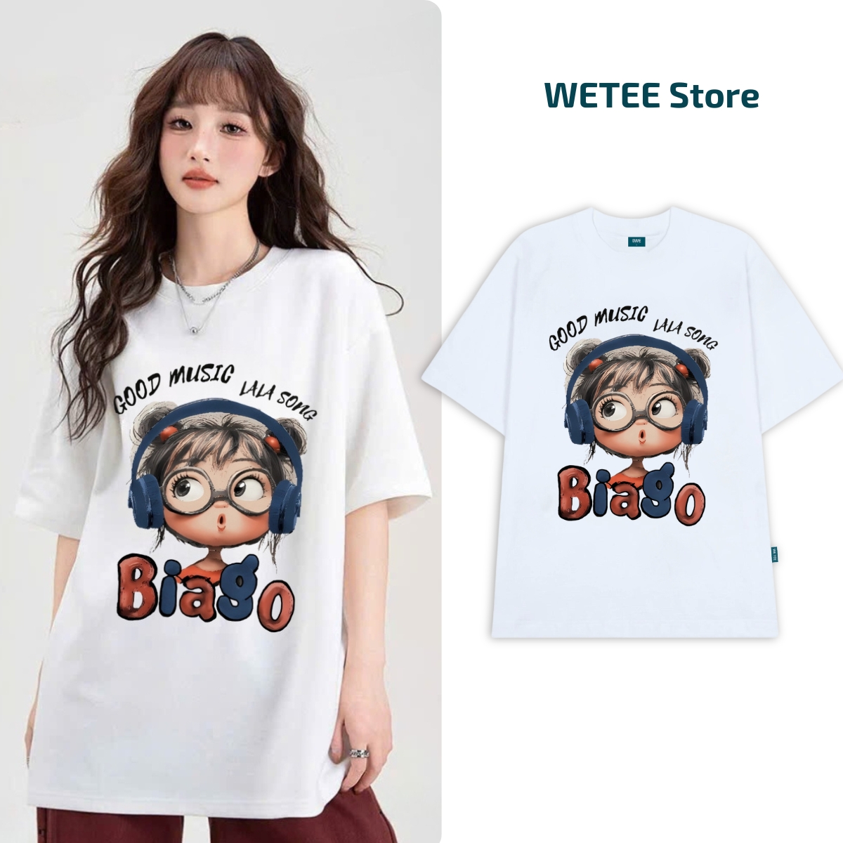 Áo thun nữ hot trend hình cô gái tóc xù nhiều mẫu local brand We Tee dáng oversize rộng - T018
