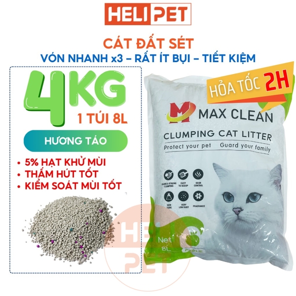 Max Clean Clay Cat Litter - Apple Scent - Fast Clumping, Low Dust