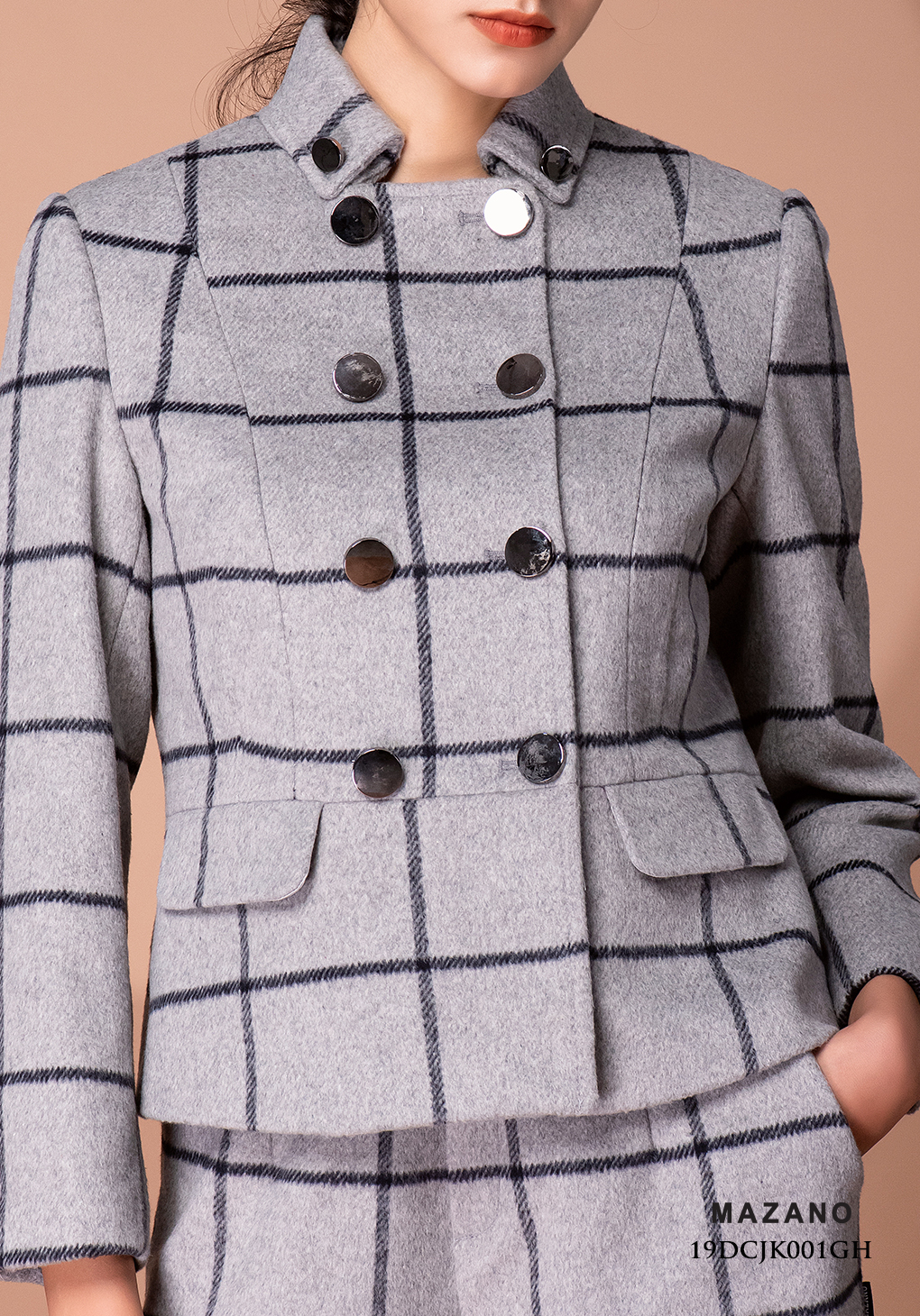 Áo khoác ngắn vải lông cừu (mặc cùng quần suông thành một bộ)_thumbnail_4