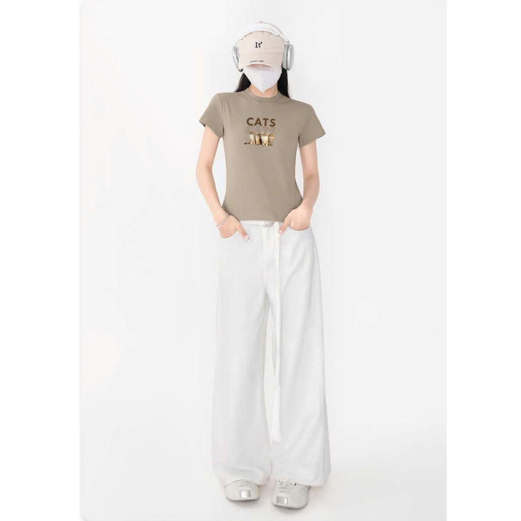 Áo Baby tee nữ hình mèo chất cotton - Áo thun Baby tee nữ LOZA ET8234_thumbnail_4