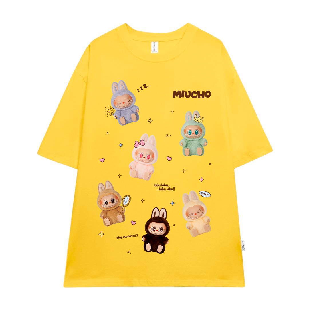 Áo thun labubu form rộng nhiều màu ATD1397 Miucho tay ngắn cổ tròn in mix_thumbnail_7