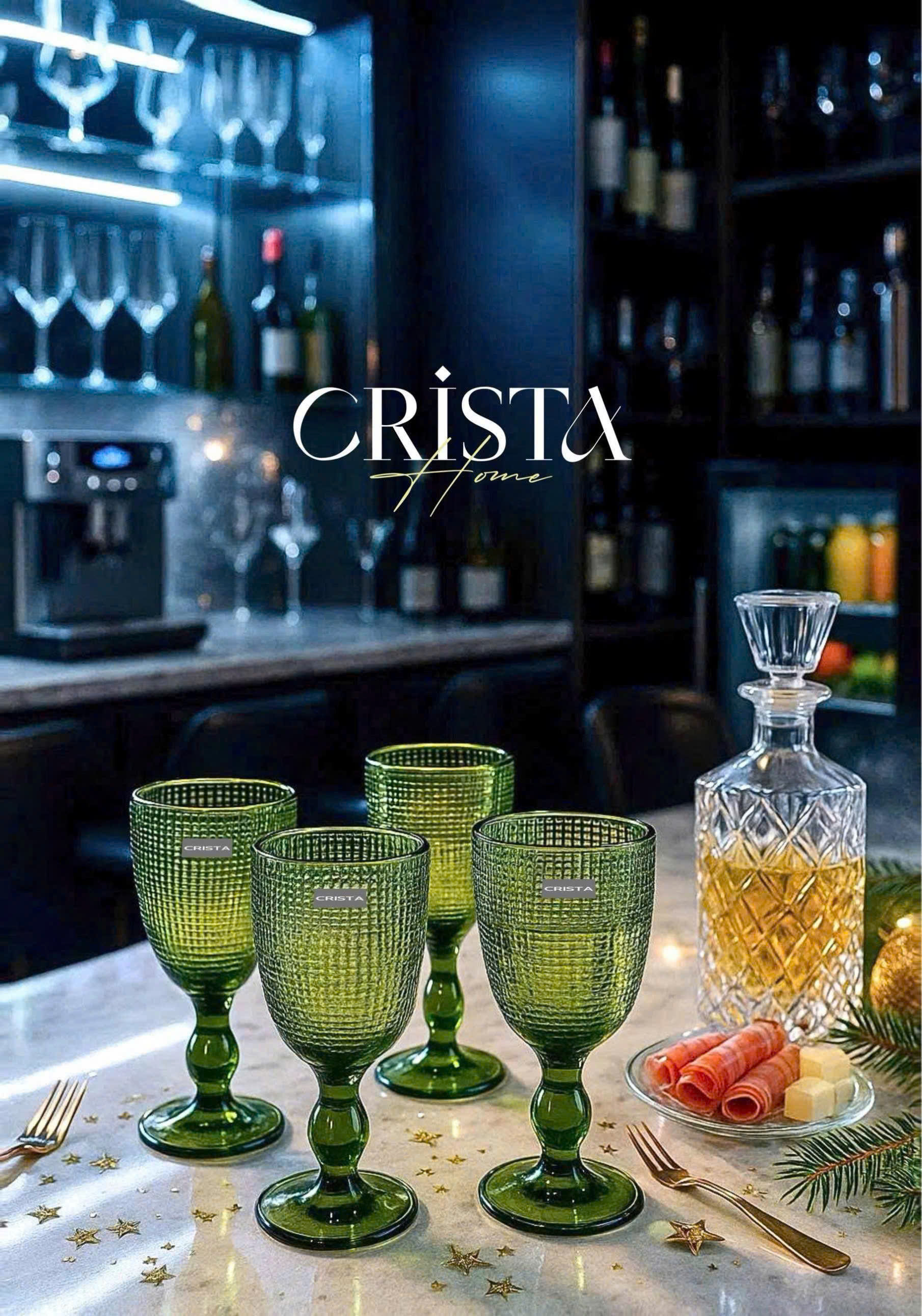 Bộ 6 ly thủy tinh CRISTA HOME vân lưới dập nổi 240 ml