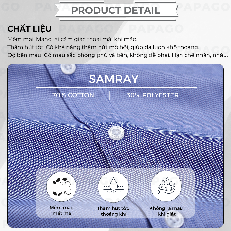 Áo sơ mi PAPAGO nam Trung niên vải samrai tay ngắn lai ngang - P25SNTT001_thumbnail_2