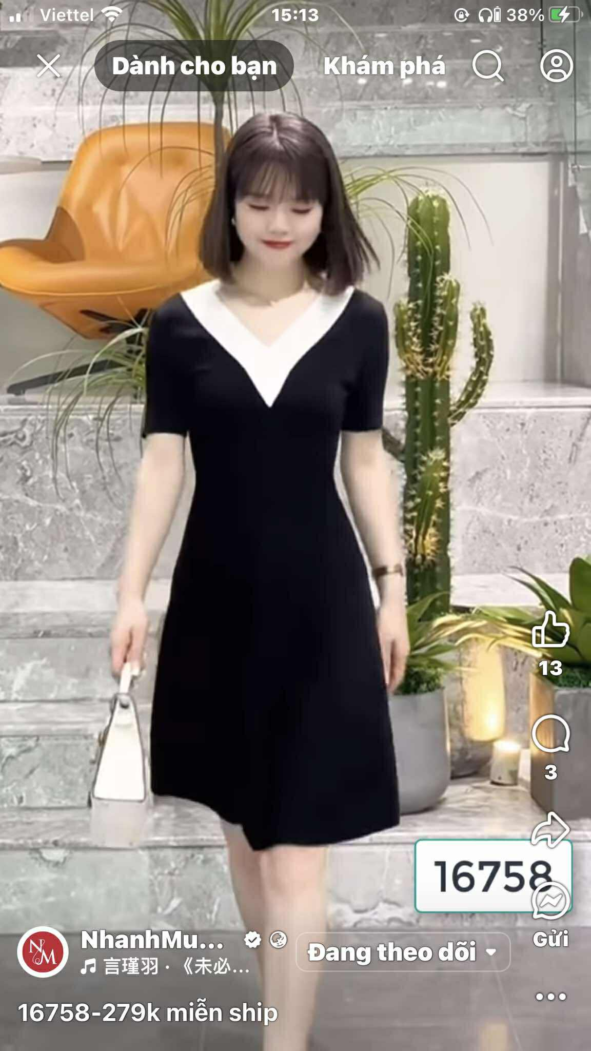 16758-Đầm xoè A đen phối viền cổ trắng ( thun nhật)_thumbnail_0