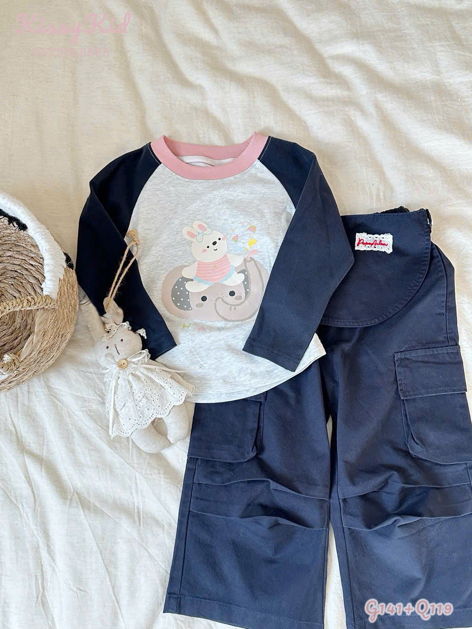 (Q119) Quần thô túi hộp xanh than Kiyomi