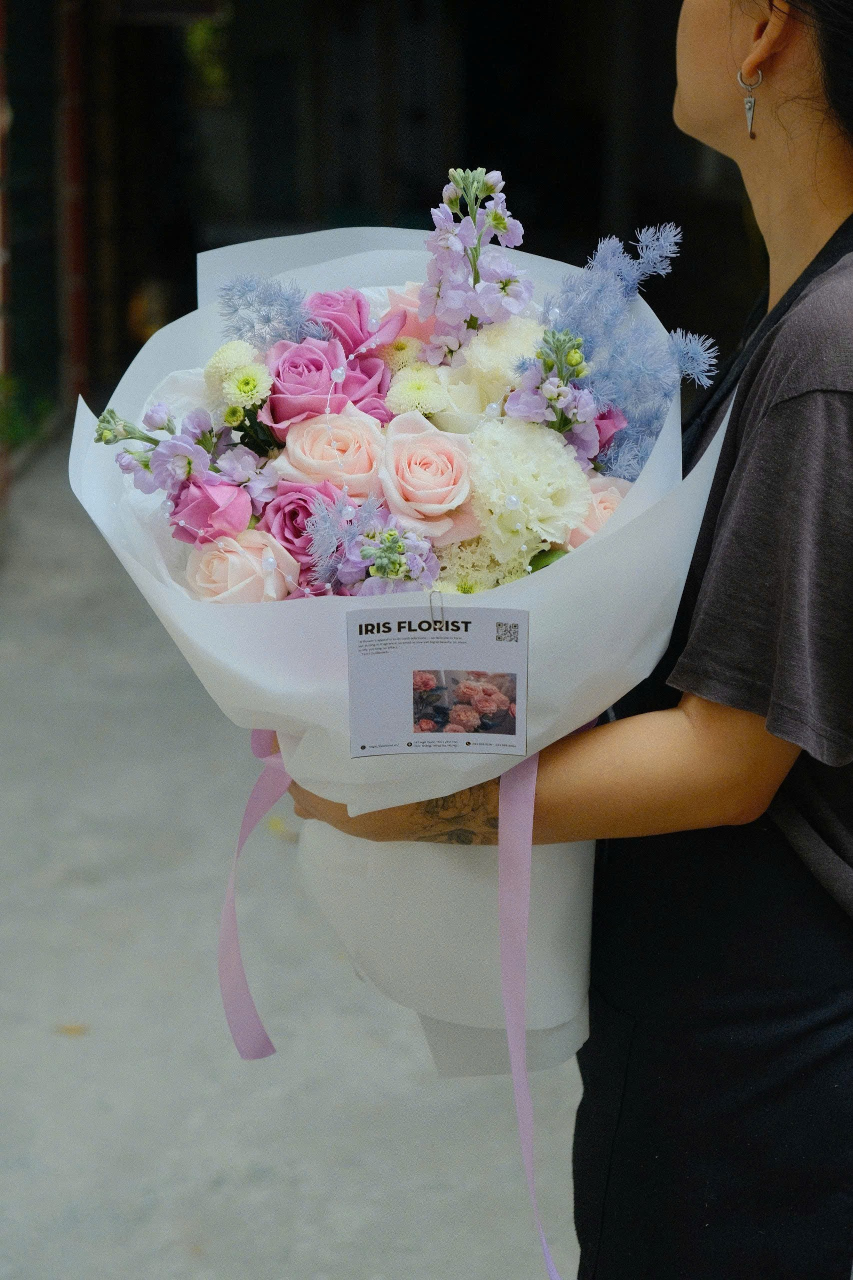 Violet Dreams Bouquet - Bó hoa mix tone hồng tím - size M_thumbnail_1