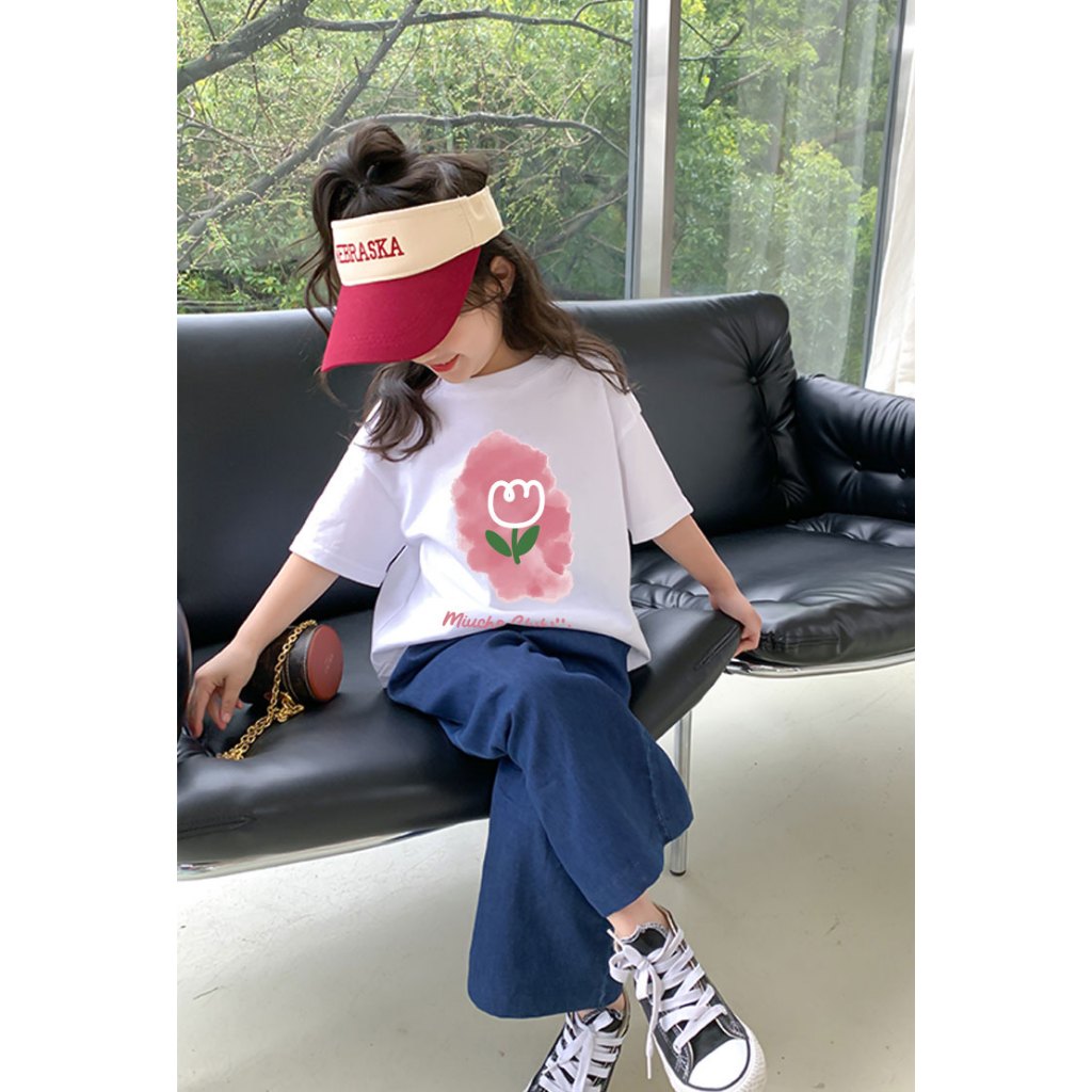 Áo thun cho bé gái form rộng AED705 Miucho Kid 100% vải cotton thoáng mát basic_thumbnail_6