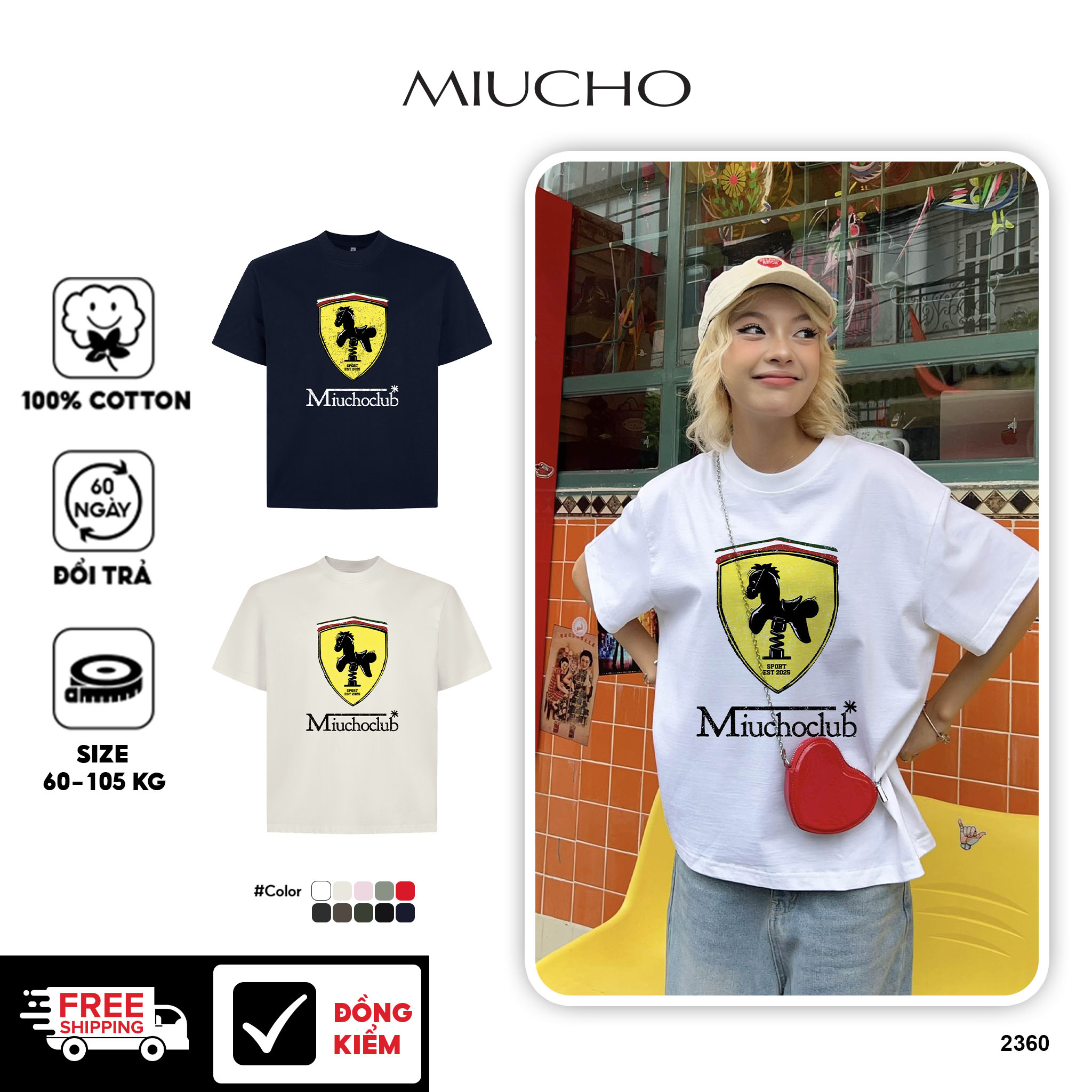 Áo phông form boxy in hình chất 2360 Miucho Club chất vải cotton 2 chiều cao cấp in mix_thumbnail_1