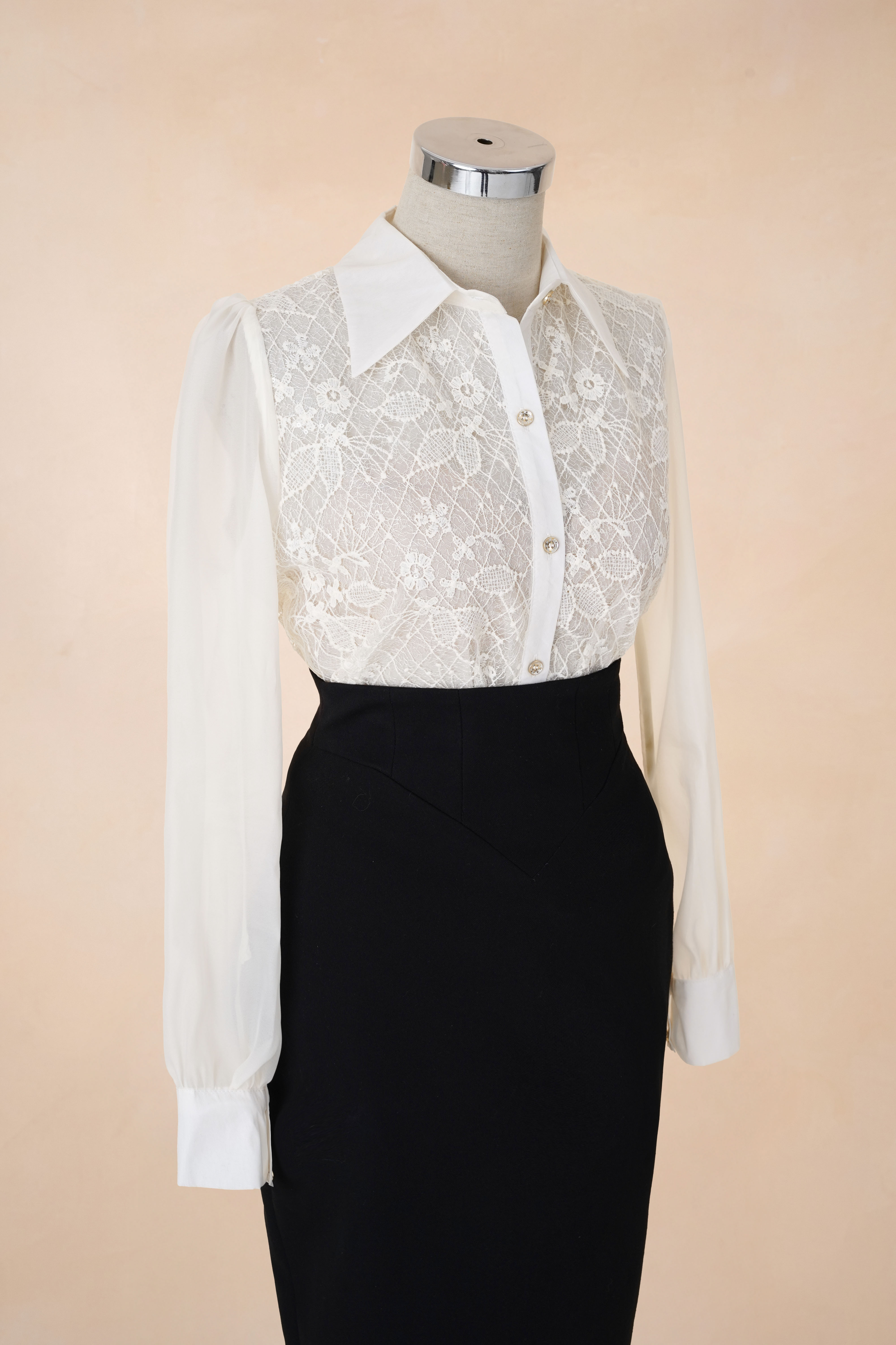 Sơ Mi Ren Kim Sa Phối Tơ