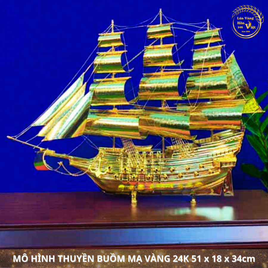 THUYỀN BUỒM MẠ VÀNG 24K 51x18x34cm_thumbnail_0