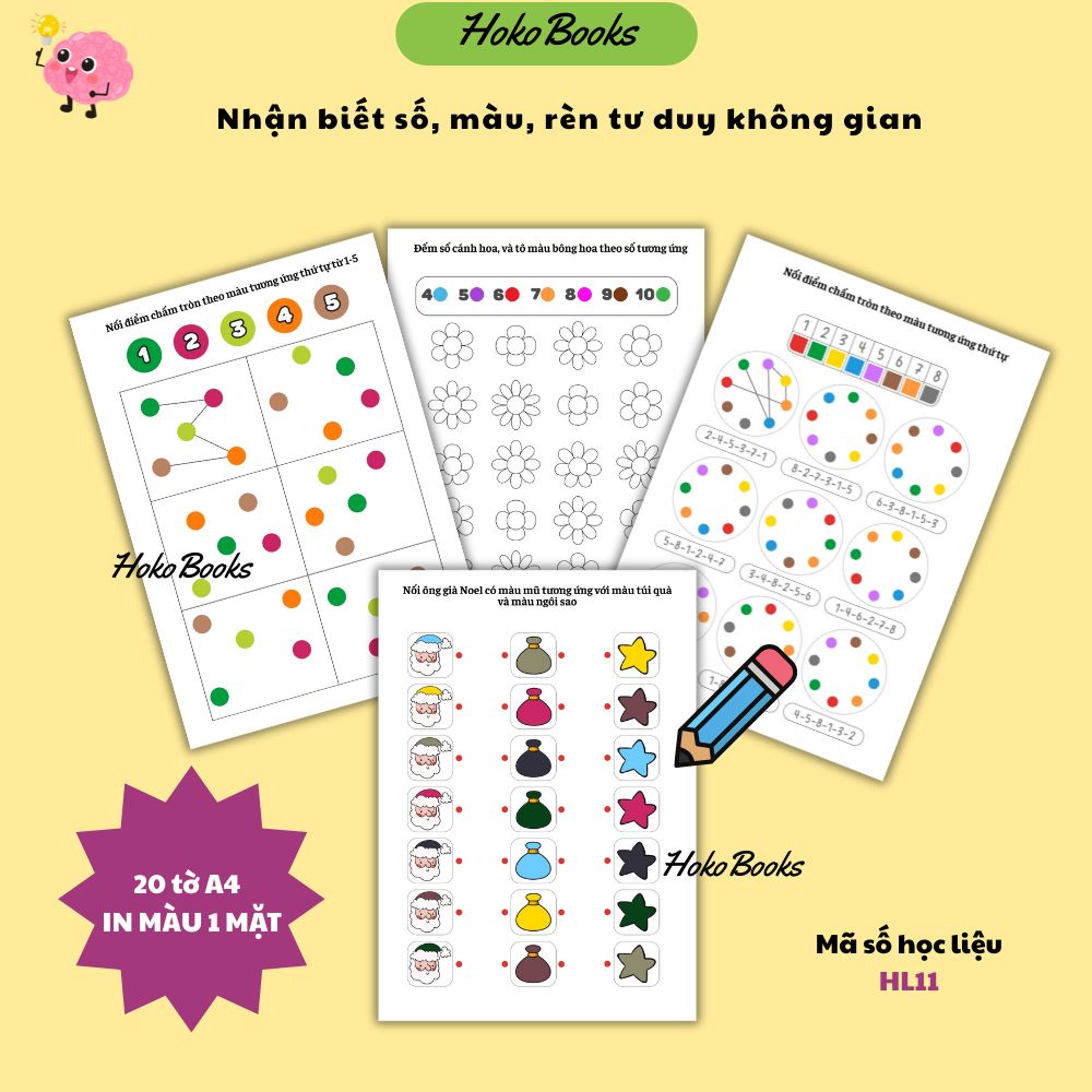 HL11 Học liệu nhận biết số, màu