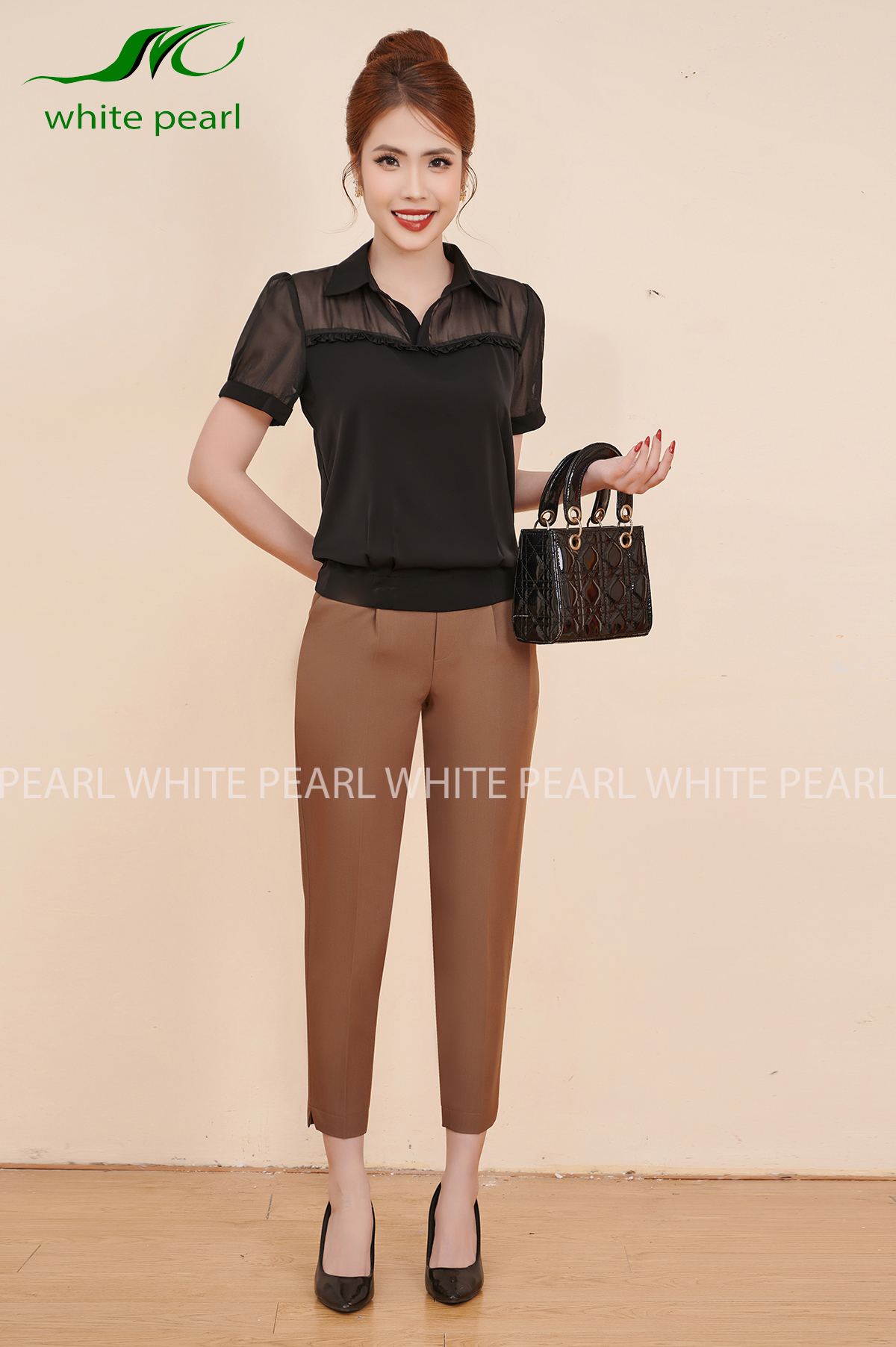 Sơ mi bo gấu nữ cổ đức kết hợp cổ voan thời trang công sở cao cấp White Pearl_thumbnail_0