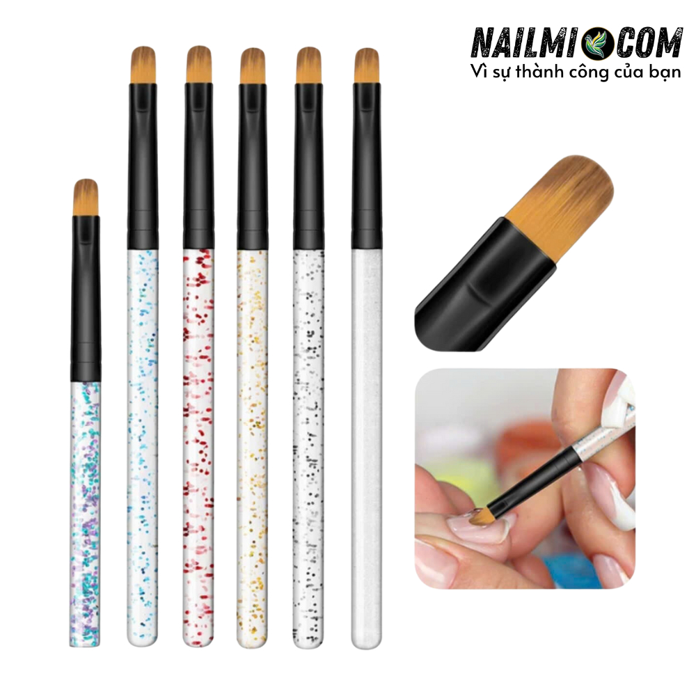 Cọ đắp gel - bản tròn - cán trong nhiều màu_thumbnail_1