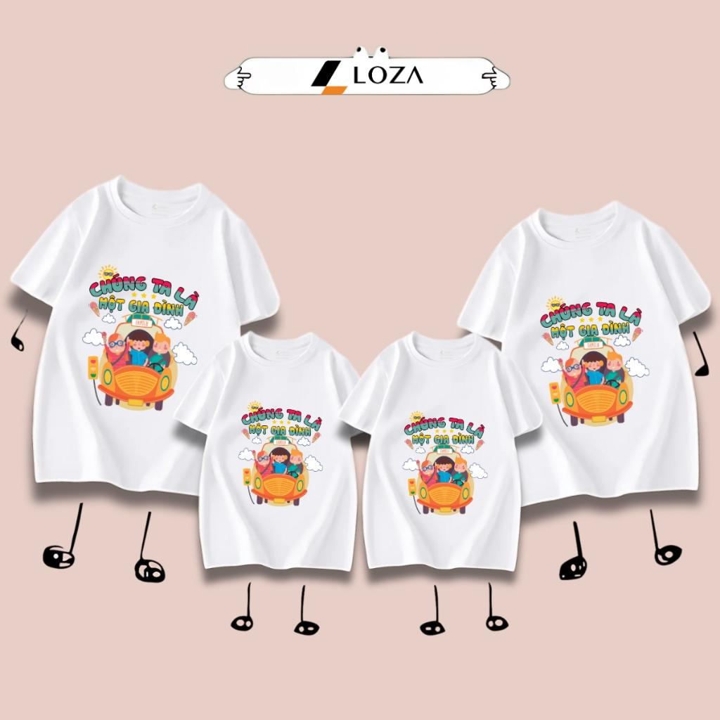 Áo phông gia đình LOZA KIDS chúng ta là một gia đình 2025 - Áo đồng phục gia đình du lịch biển – Mã GĐ3141_thumbnail_3
