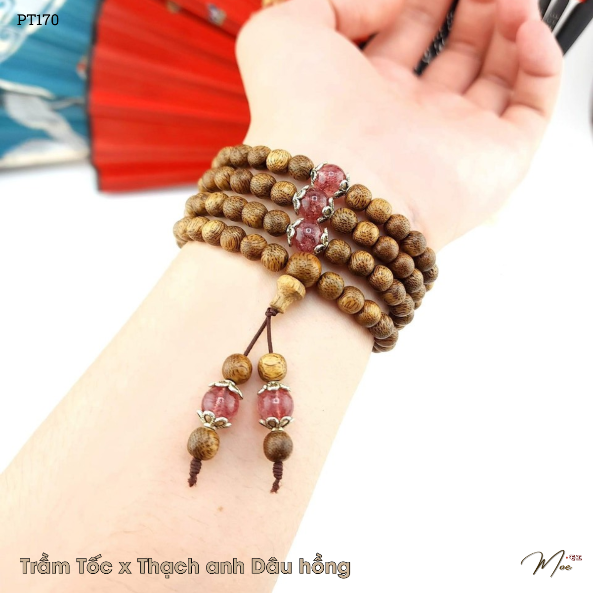 PT170 - Chuỗi vòng trầm tốc 108 hạt mix 5 đá phong thủy tự nhiên_thumbnail_3