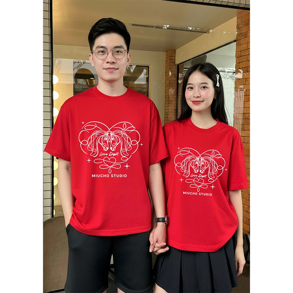 Áo thun couple cặp đôi form boxy Miucho vải thoáng mát trái tim dễ thương Tết in mix 2904_thumbnail_9