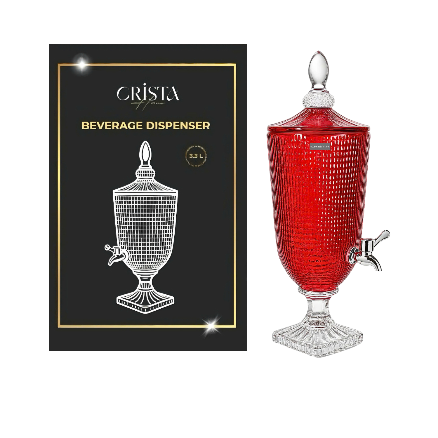 Bình thủy tinh CRISTA HOME vân lưới dập nổi có vòi triết  3.3L_thumbnail_16