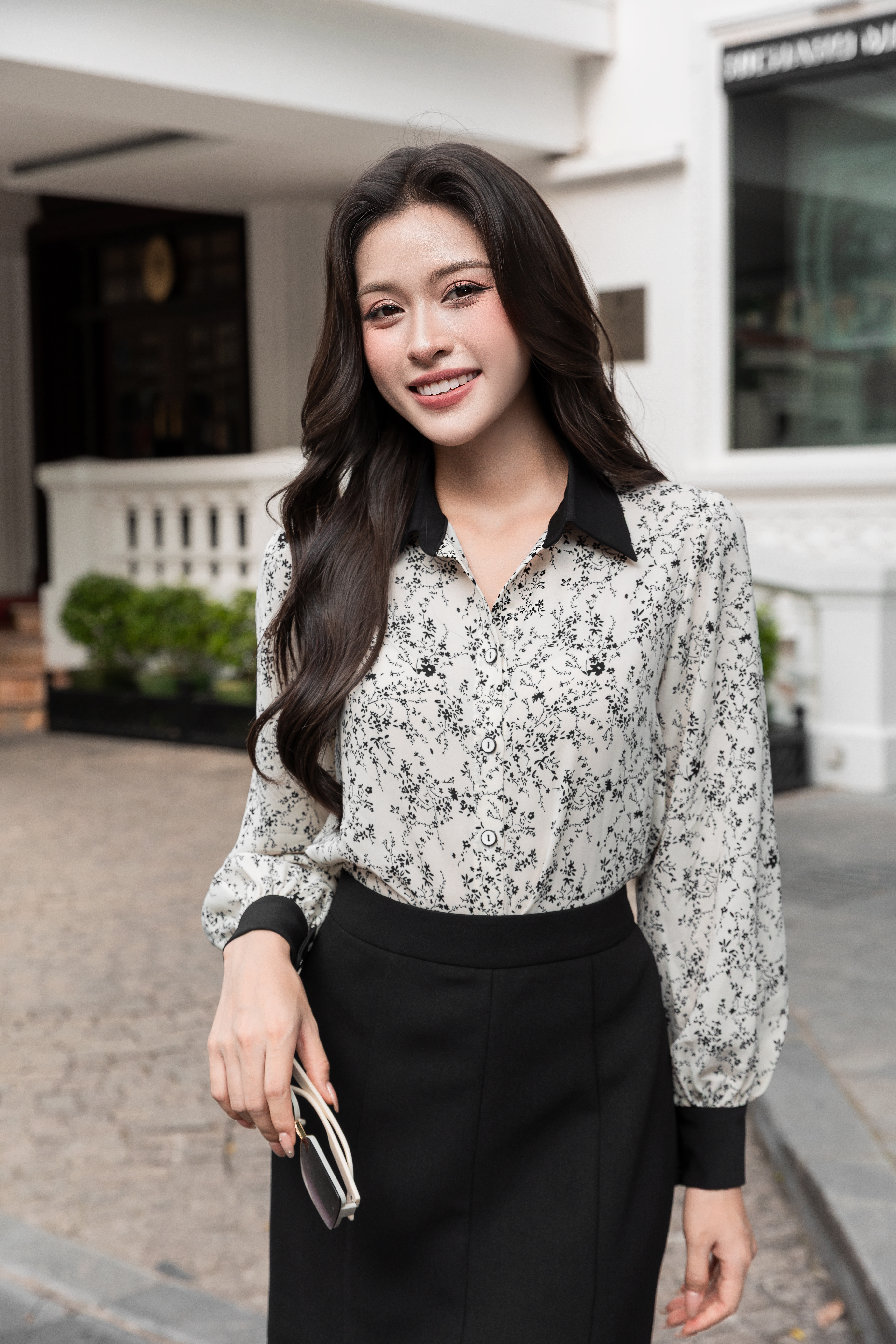 Áo sơ mi hoa nhí đen A4213_thumbnail_1