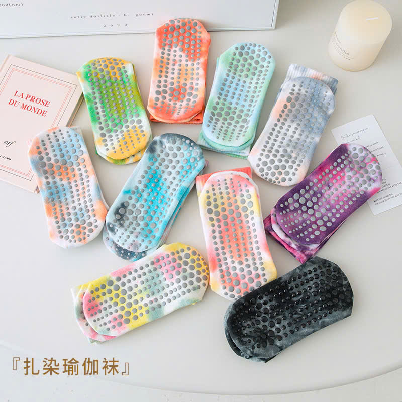 Vớ Yoga Nữ Cổ Cao, Tất Thể Thao Nữ Cotton Màu Loang Chống Trượt Thoáng Mát Co Dãn, Vớ Nữ Cổ Cao Yoga Cao Cấp_thumbnail_4