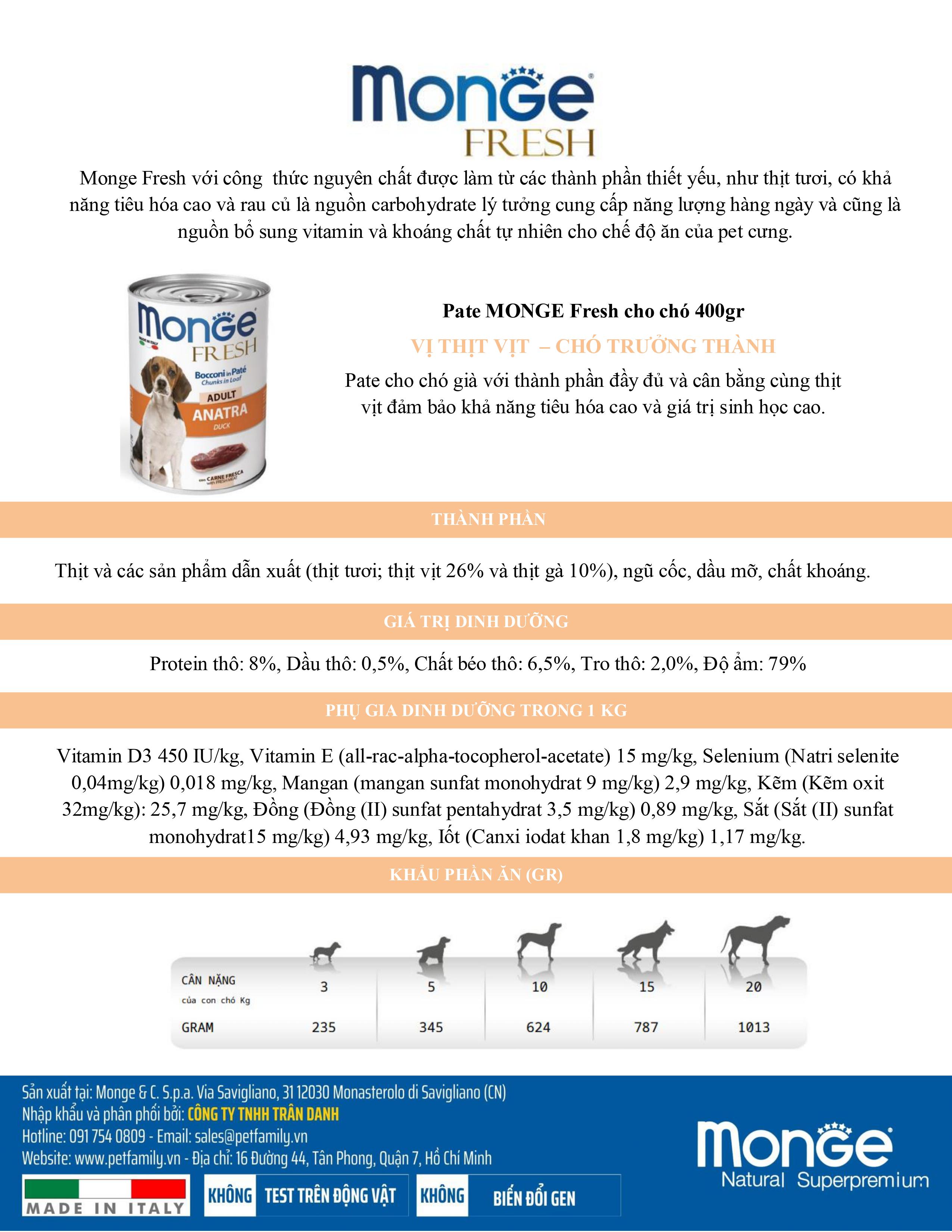 Pate MONGE Fresh cho chó 400gr (Hương vị Thịt Vịt)_thumbnail_4