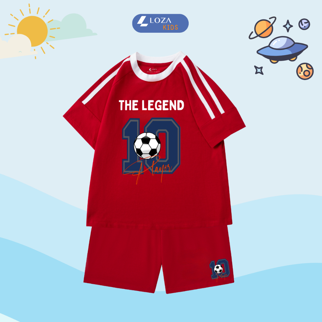 Đồ bộ bé trai phối viền in chữ 'The Legend 10' - Loza Kids BF253_thumbnail_3