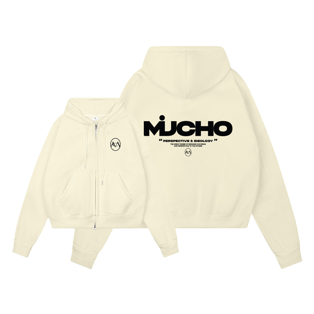 Áo hoodie zip form boxy local brand vải nỉ bông dày dặn khóa kéo HXD1593 Miucho in typography_thumbnail_0