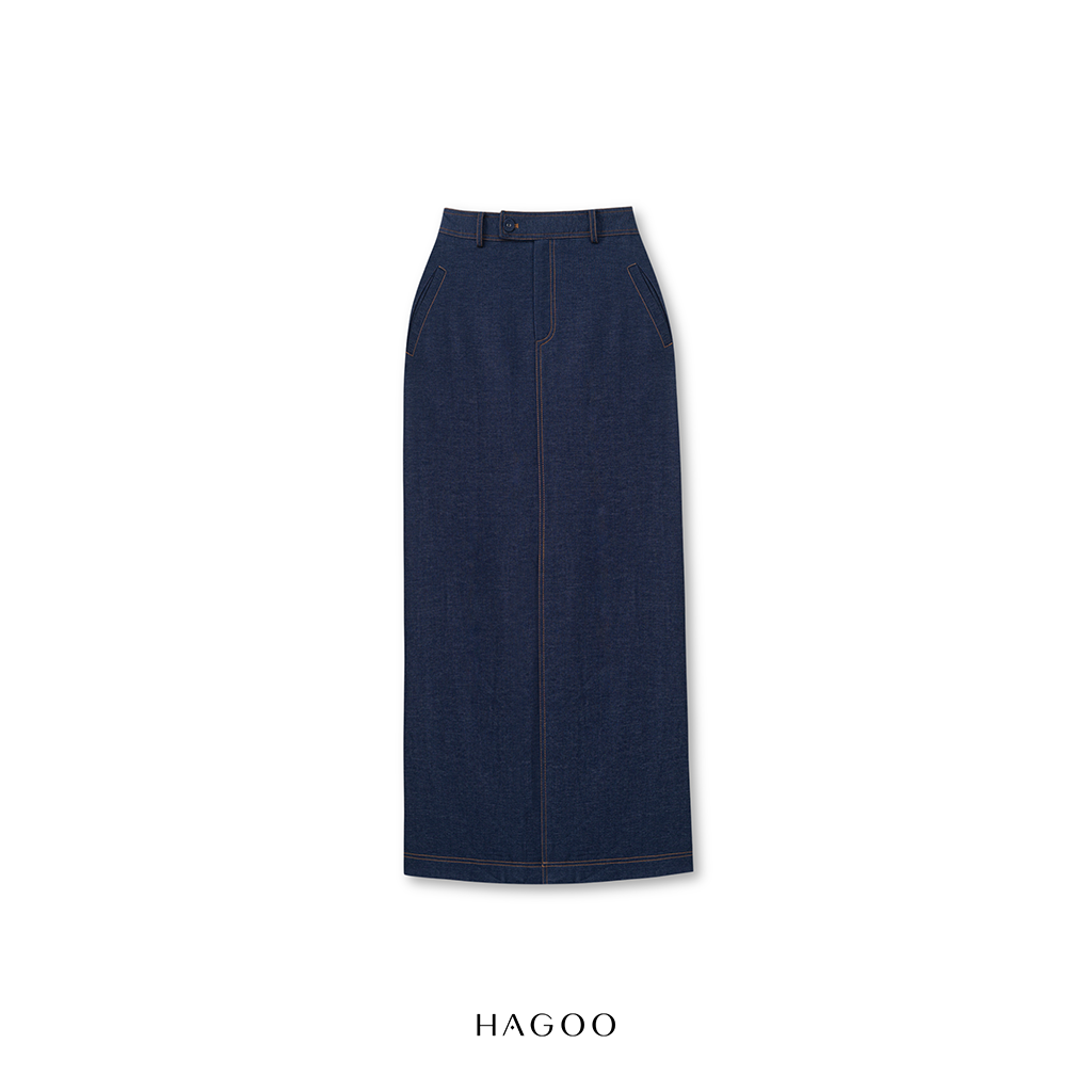 Chân váy Denim suông cạp bản to HAGOO_thumbnail_6