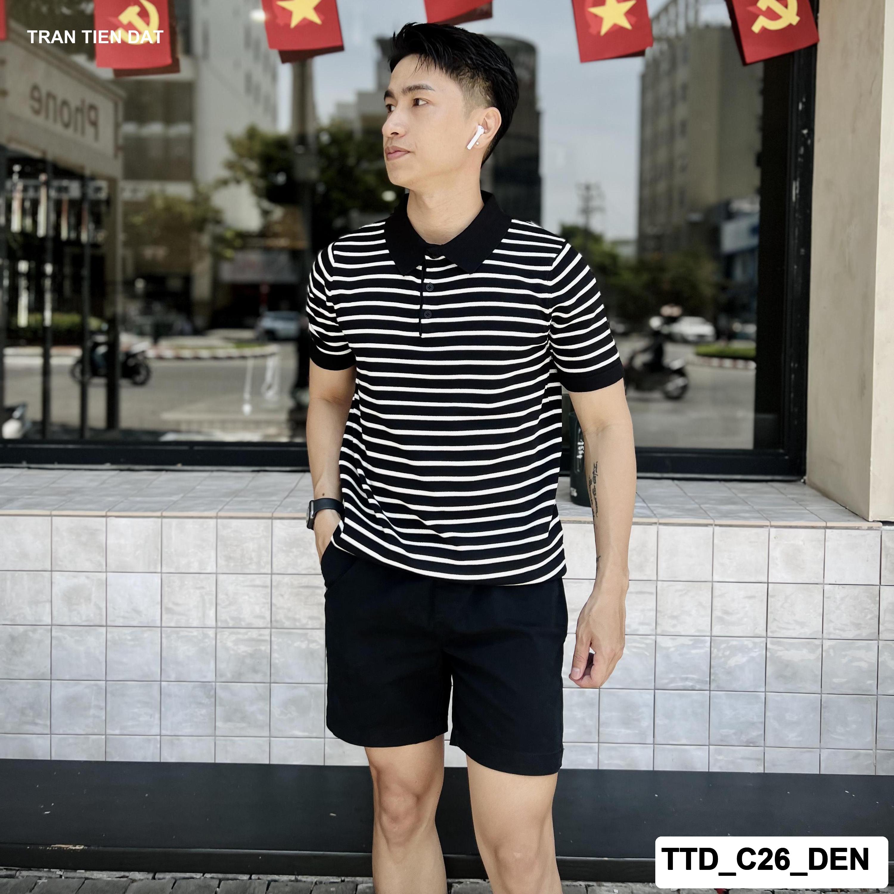 TTD_C26 - Áo polo dệt kim 1 sọc  cho nam C26