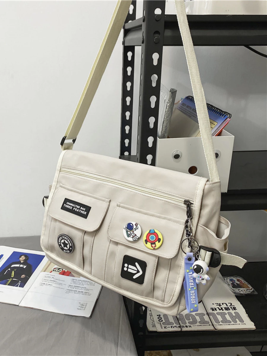 Túi đeo chéo nam nữ vải canvas chống nước nhiều ngăn có khóa kéo thời trang Hàn Quốc_thumbnail_1