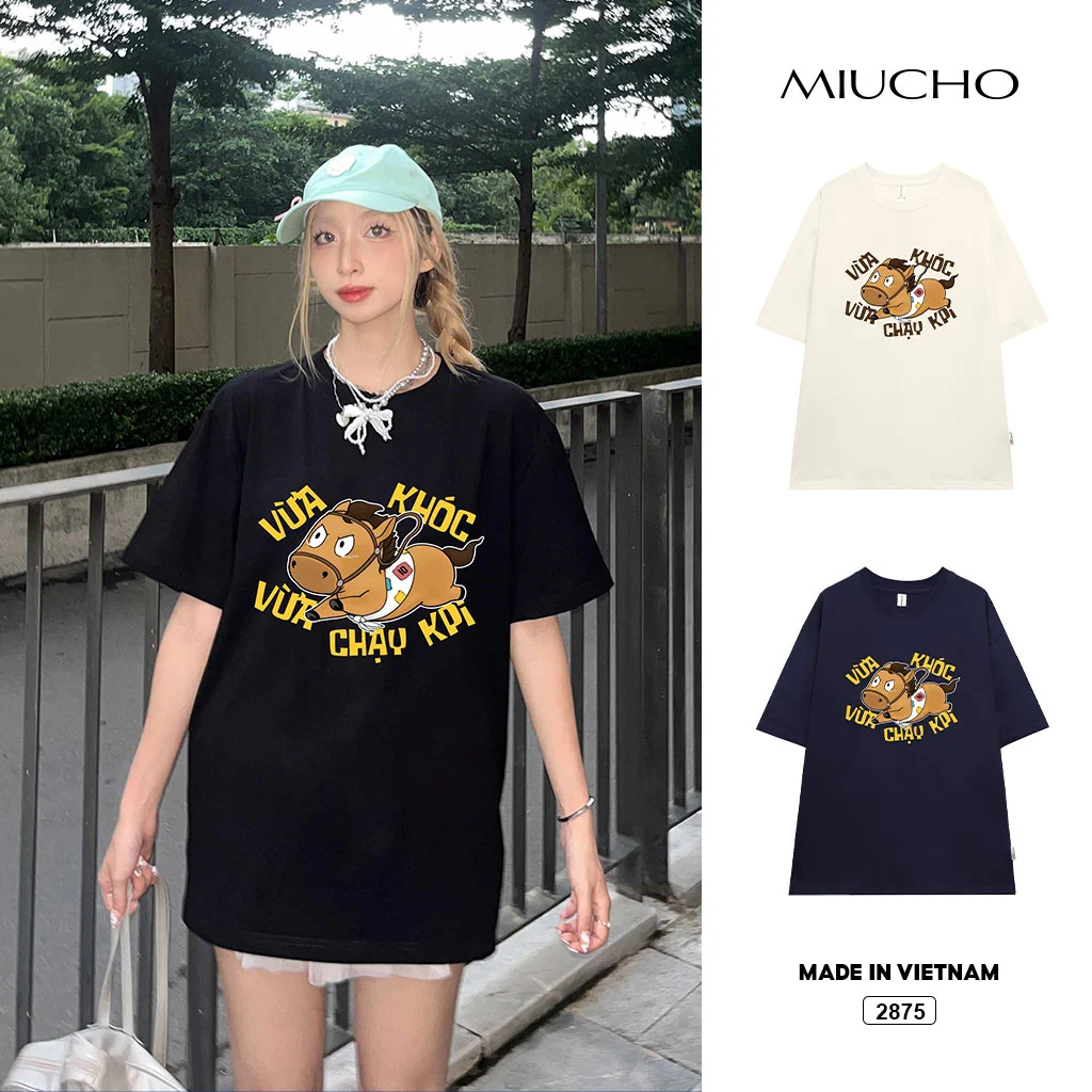 Áo thun boxy unisex Miucho Club chất vải cao cấp thoáng mát đứng form hình in hài hước 2875