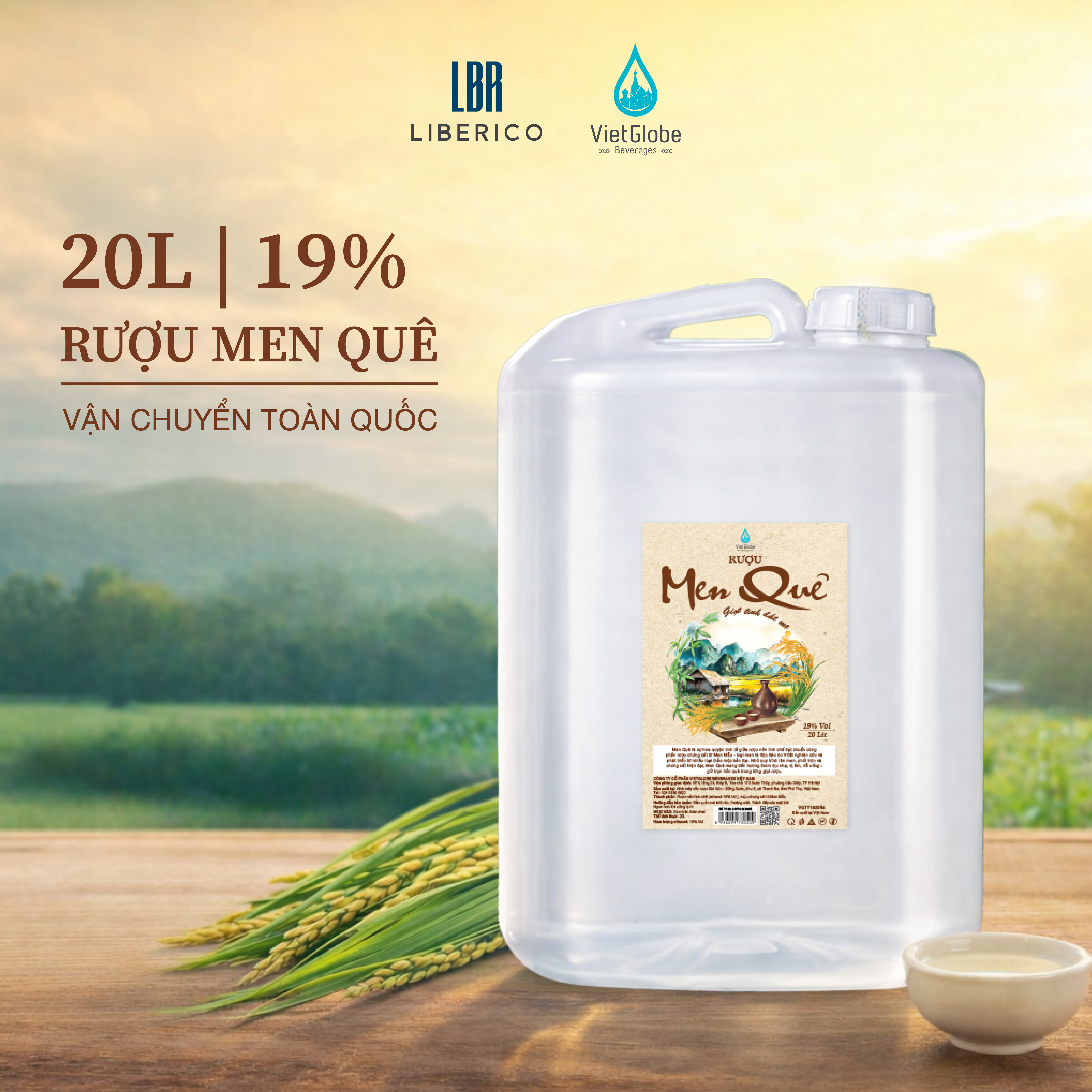 Rượu Men quê 19% Vol - can 20L