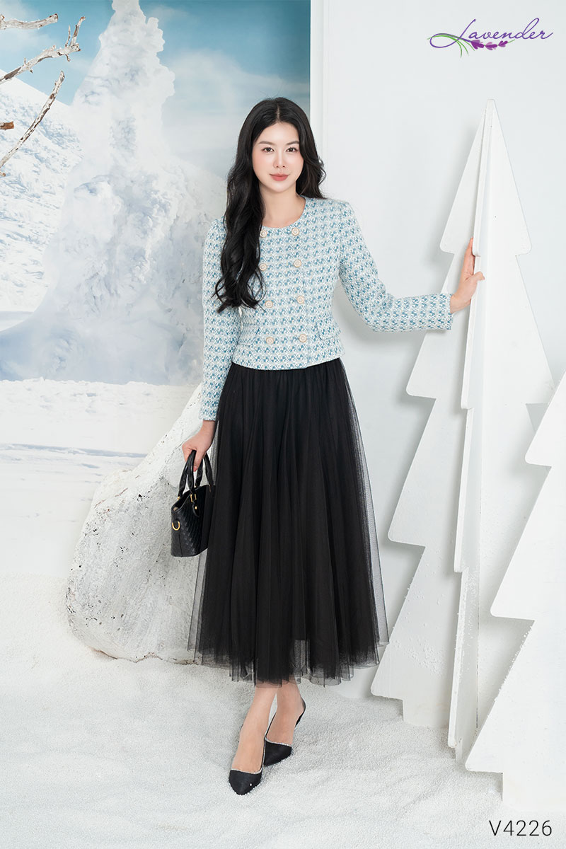 Áo dạ tweed xanh V4226_thumbnail_1