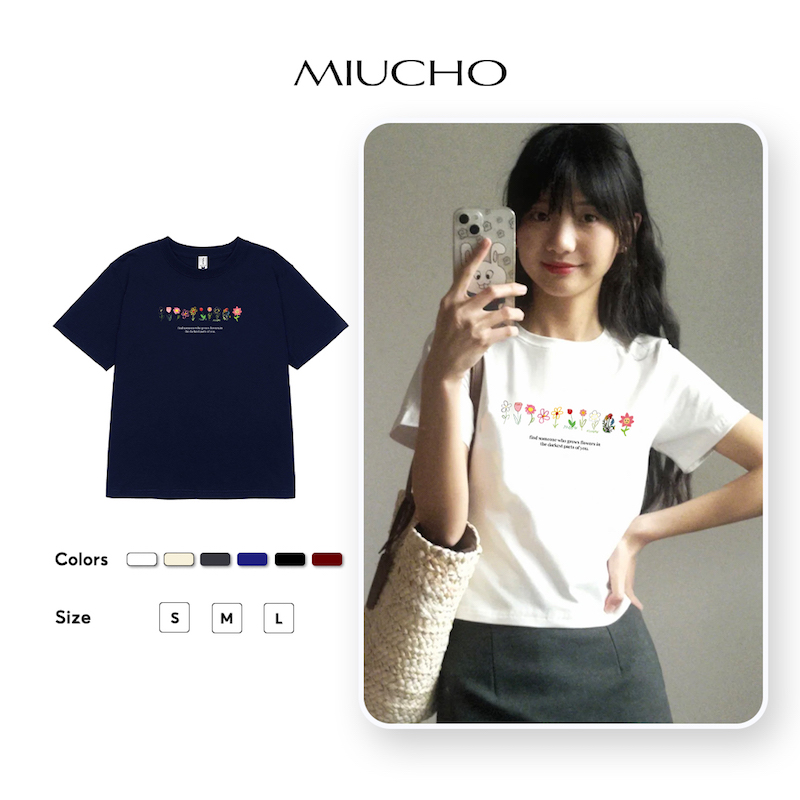 Áo baby tee ABD250 Miucho vải cotton cổ tròn in graphic
