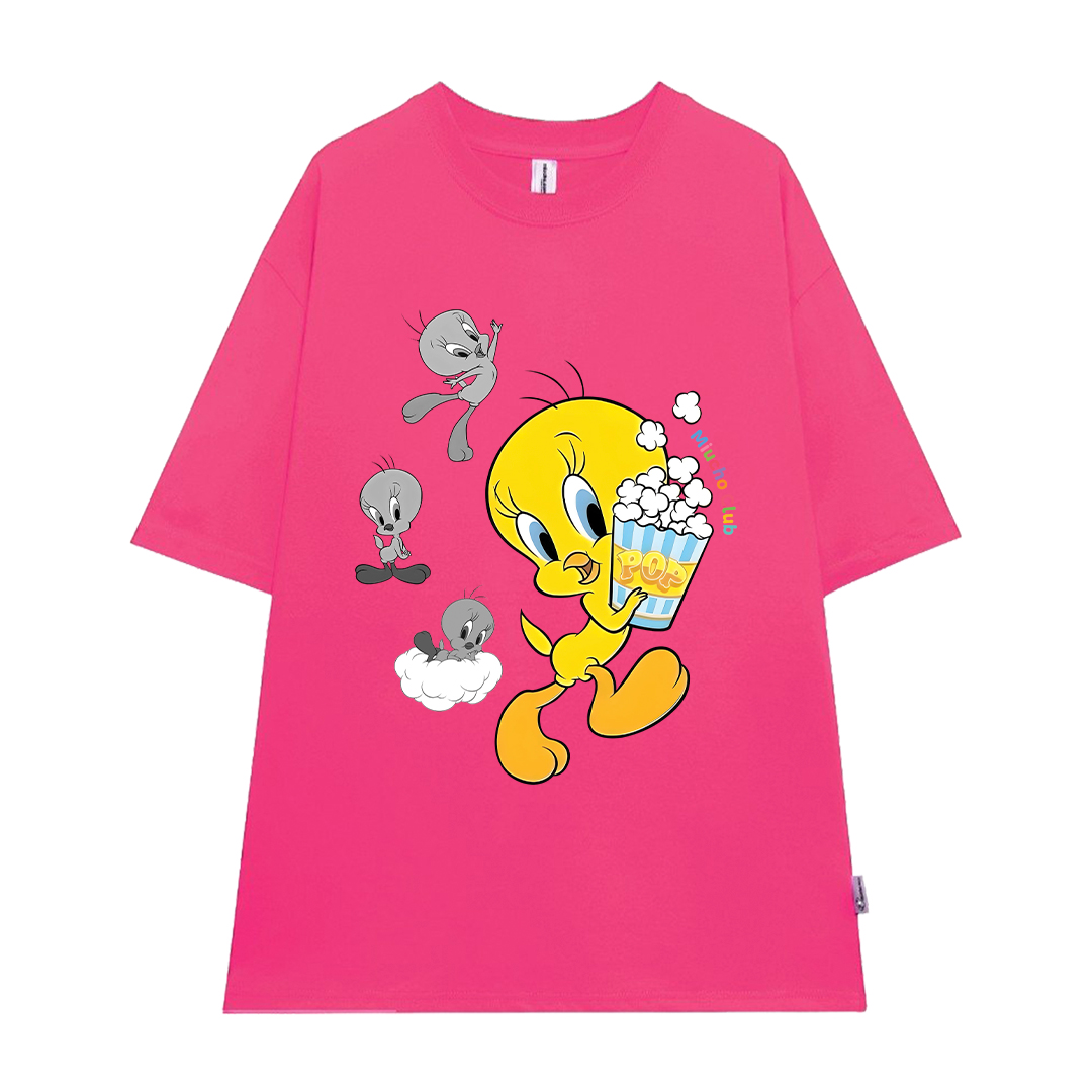 Áo thun nữ form rộng vịt vàng 2111 Miucho vải cotton 4c 220gsm cổ tròn in mix_thumbnail_15