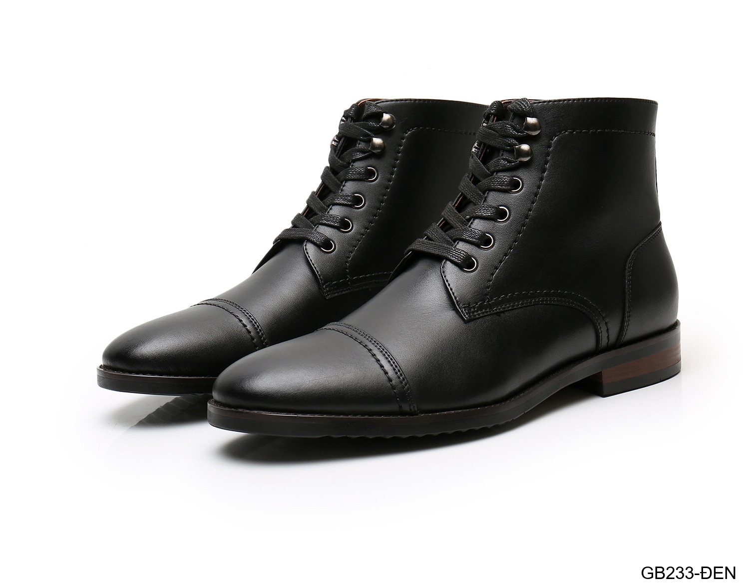 GB233 - Giày Boots Martin Nam Da Bò Phong Cách Anh, Đế Cao Su Chống Trượt, Màu Đen Kaki_thumbnail_0