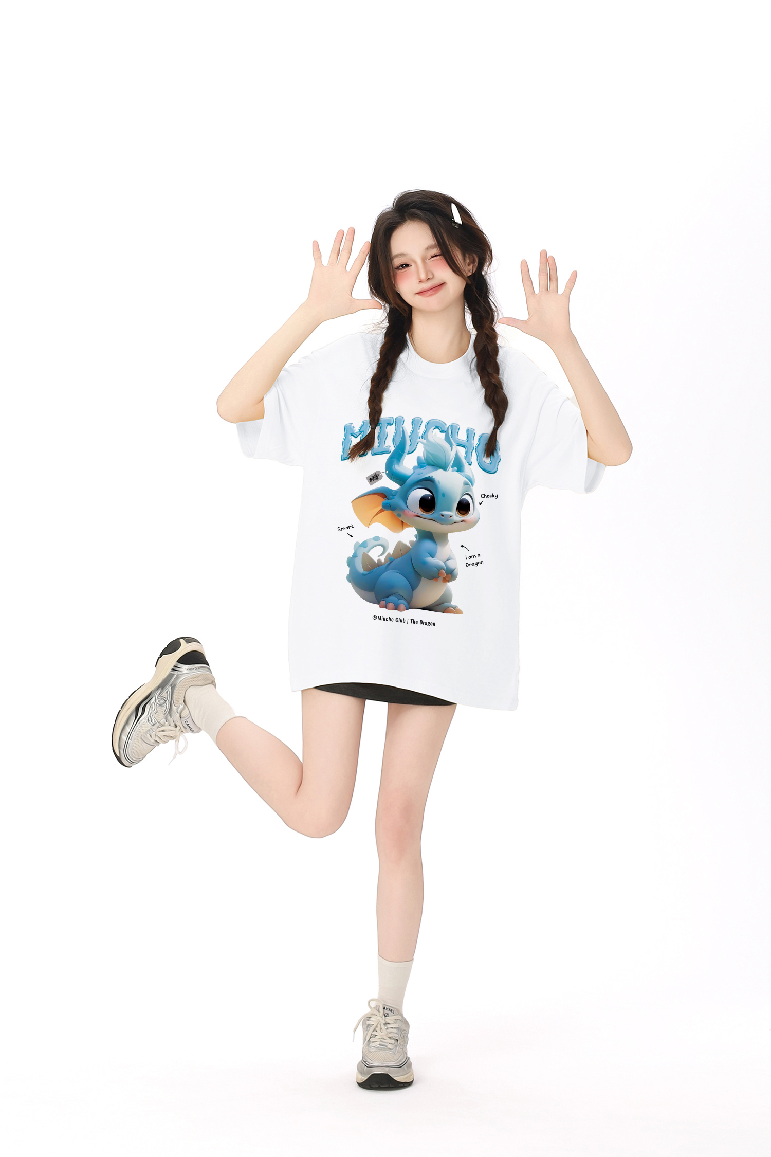 Áo thun form rộng 12 con giáp tuổi Thìn ATD1241 Miucho tay ngắn cổ tròn in mix_thumbnail_12