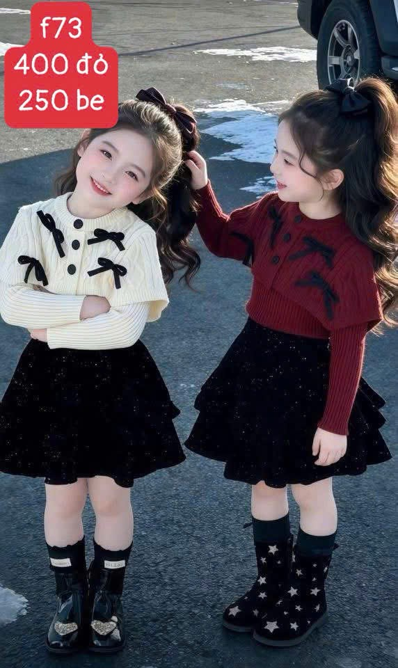 [F73] Bộ cv len cúc TENO dành cho bé gái 22- 52kg