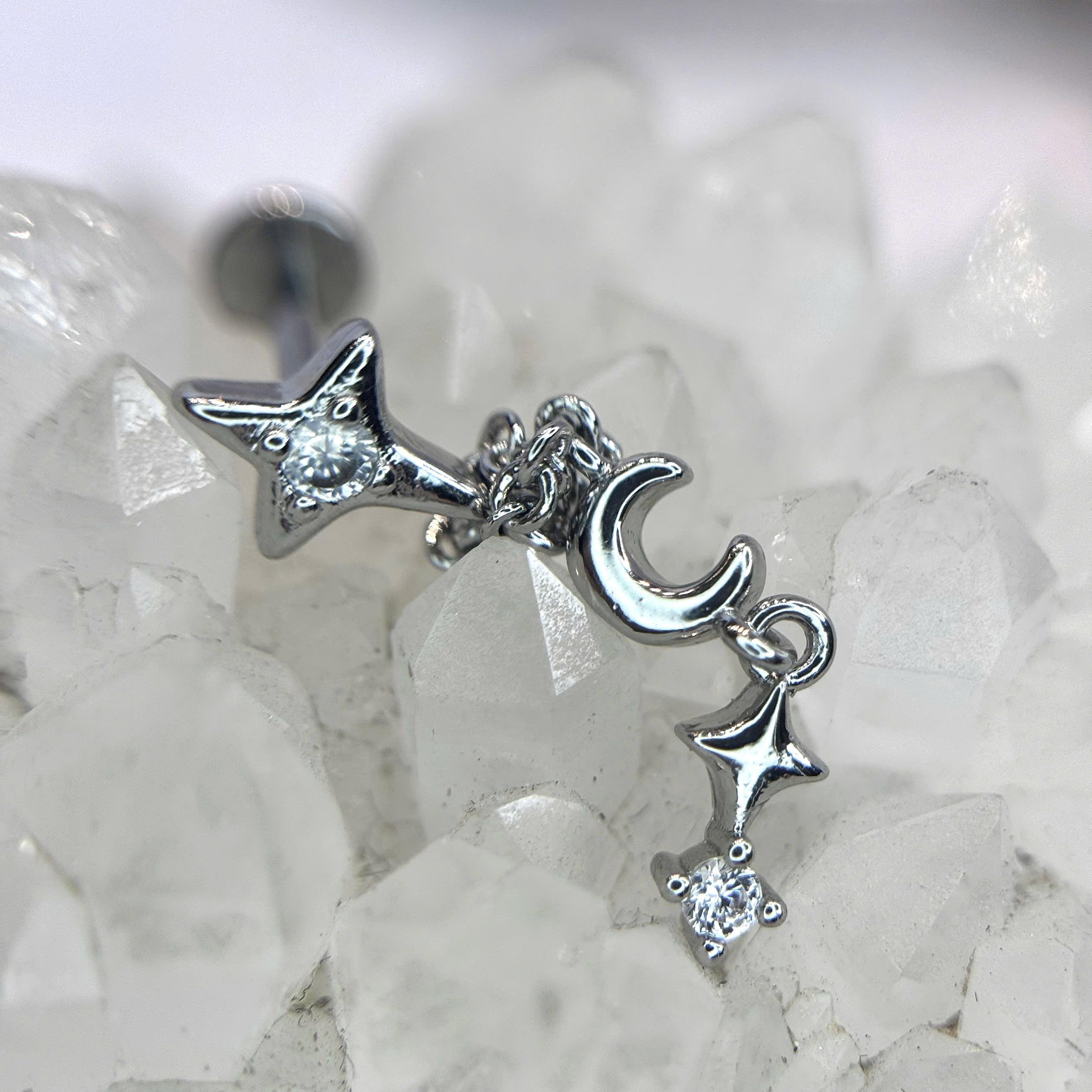 Khuyên kiểu sao rơi xích dài dẹt